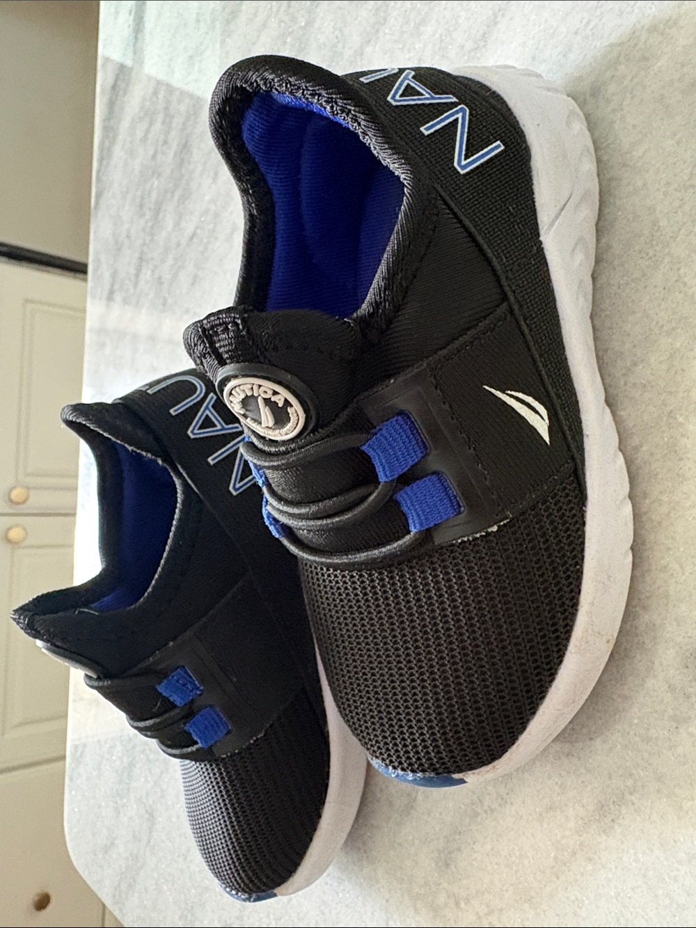 Nautica Kids Black Sneakers with Blue Accents